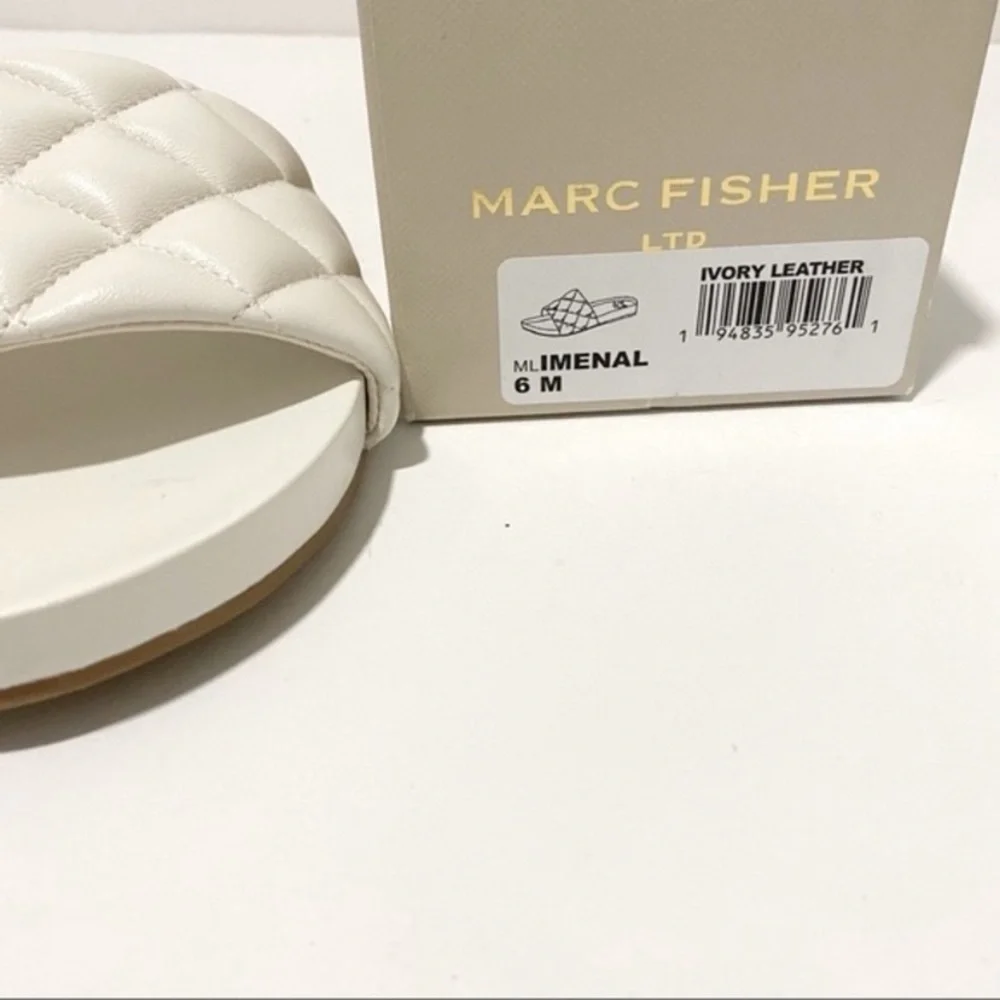 Marc Fisher Ivory Imenal Slip On Leather Sandals NWT